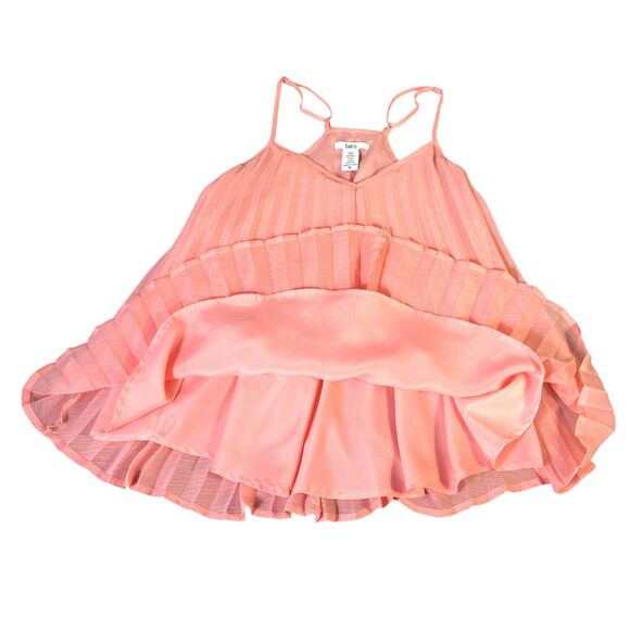 Bar lll Women Pink Pleated Sheer Flare Tank Top Lined Razer Back Size Medium - Picture 7 of 10